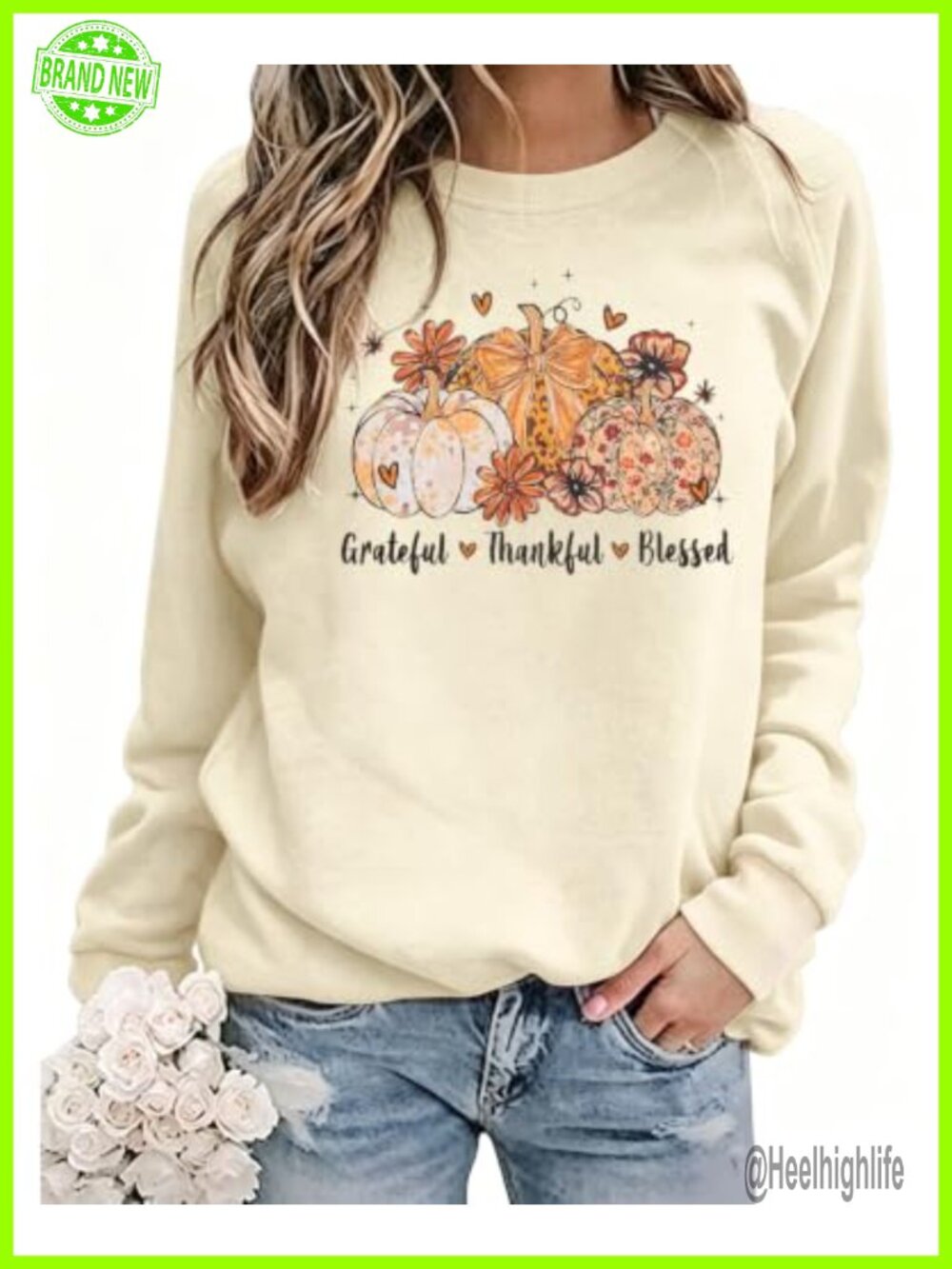 Women Thanksgiving Pumpkin Turkey Graphic Sweatshirt Long Sleeve Crew Neck